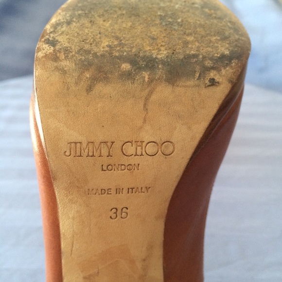 Jimmy Choo Tan/Brown Peep-toe Slingback Sandals - Picture 7 of 8